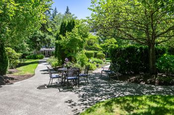 Secure courtyard with walking paths